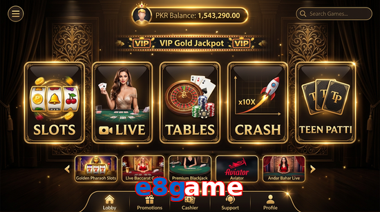 Main screen of E8game casino page for PK players